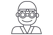 oculist,ophthalmologist,eye doctor vector line icon, sign, illustration on background, editable strokes