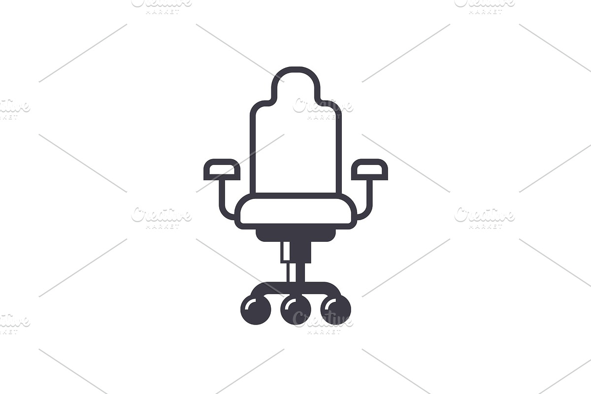 office chair  vector line icon, sign, illustration on background, editable strokes in Objects - product preview 8