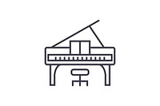 piano concert vector line icon, sign, illustration on background, editable strokes