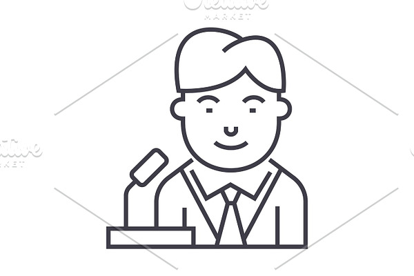 politican vector line icon, sign, illustration on background, editable strokes