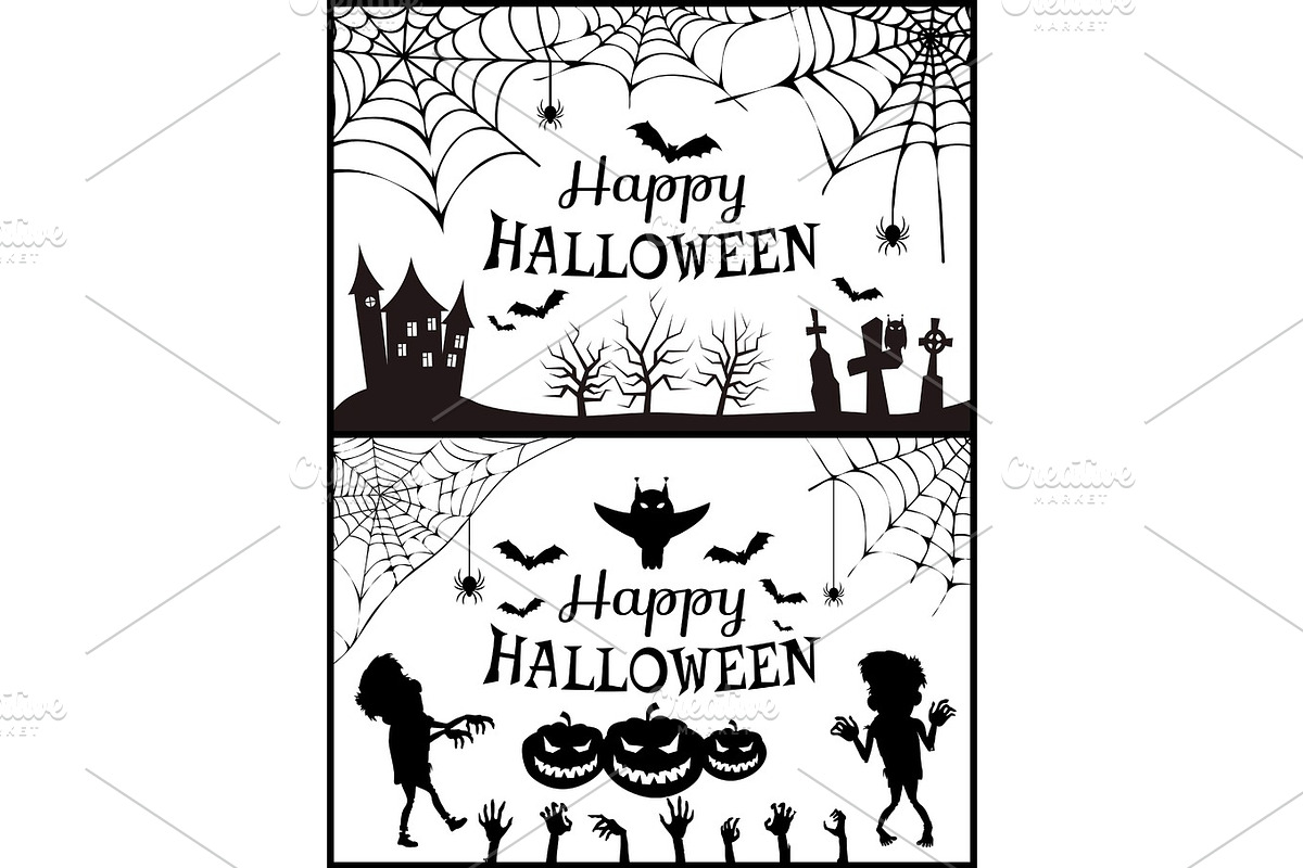 Happy Halloween Posters Set Vector Illustration in Objects - product preview 8
