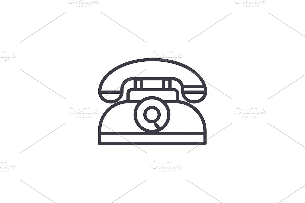 retro phone vector line icon, sign, illustration on background, editable strokes in Illustrations - product preview 8