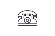 retro phone vector line icon, sign, illustration on background, editable strokes
