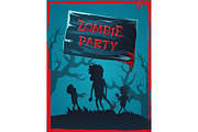 Zombie Party Invitation Vector Illustration
