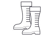 gumboots vector line icon, sign, illustration on background, editable strokes