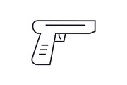 gun vector line icon, sign, illustration on background, editable strokes