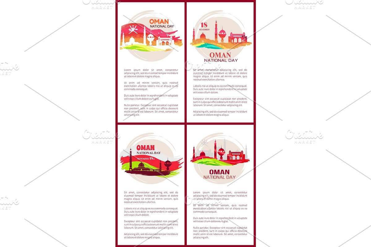 Oman National Day Posters Set Vector Illustration in Objects - product preview 8