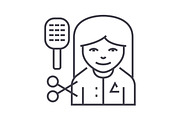 hairdresser vector line icon, sign, illustration on background, editable strokes