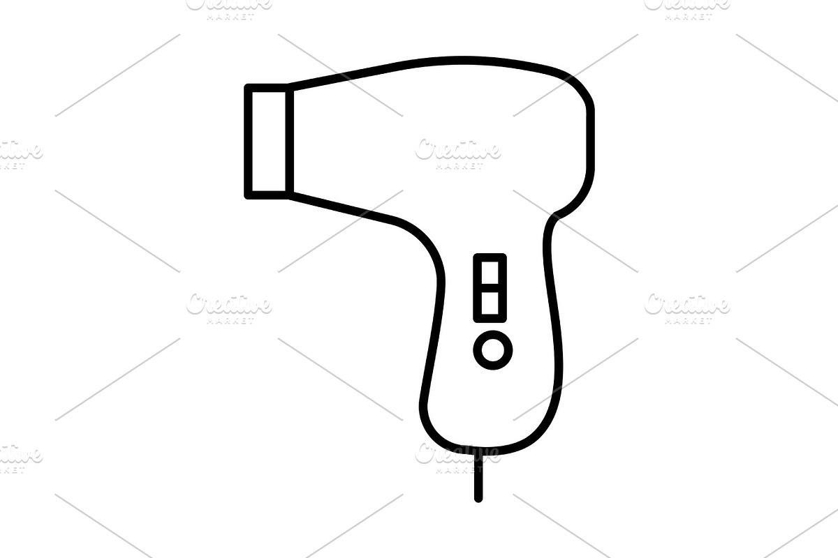 hairdrier vector line icon, sign, illustration on background, editable strokes in Graphics - product preview 8