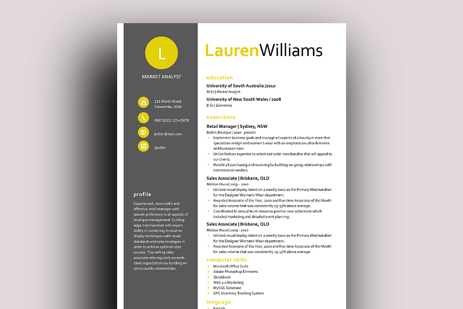 Citrus modern resume template