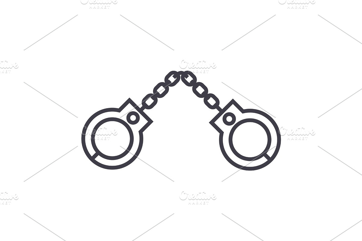 handcuffs vector line icon, sign, illustration on background, editable strokes in Graphics - product preview 8
