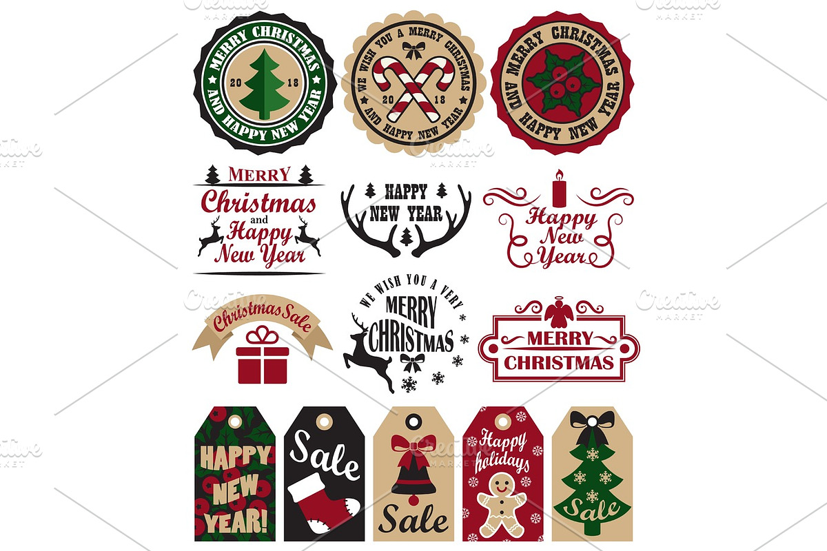 Merry Christmas Symbols Vector Illustration Set in Objects - product preview 8