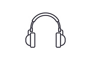 headphones vector line icon, sign, illustration on background, editable strokes