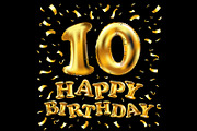 vector happy birthday Gold 10 ten