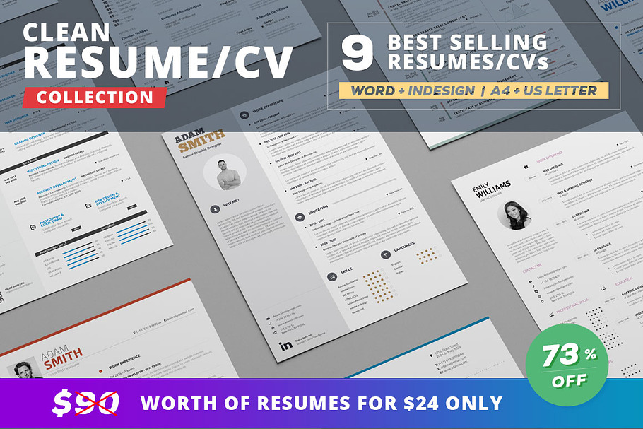 Resume/Cv Bundle - Clean Collection in Resume Templates - product preview 8