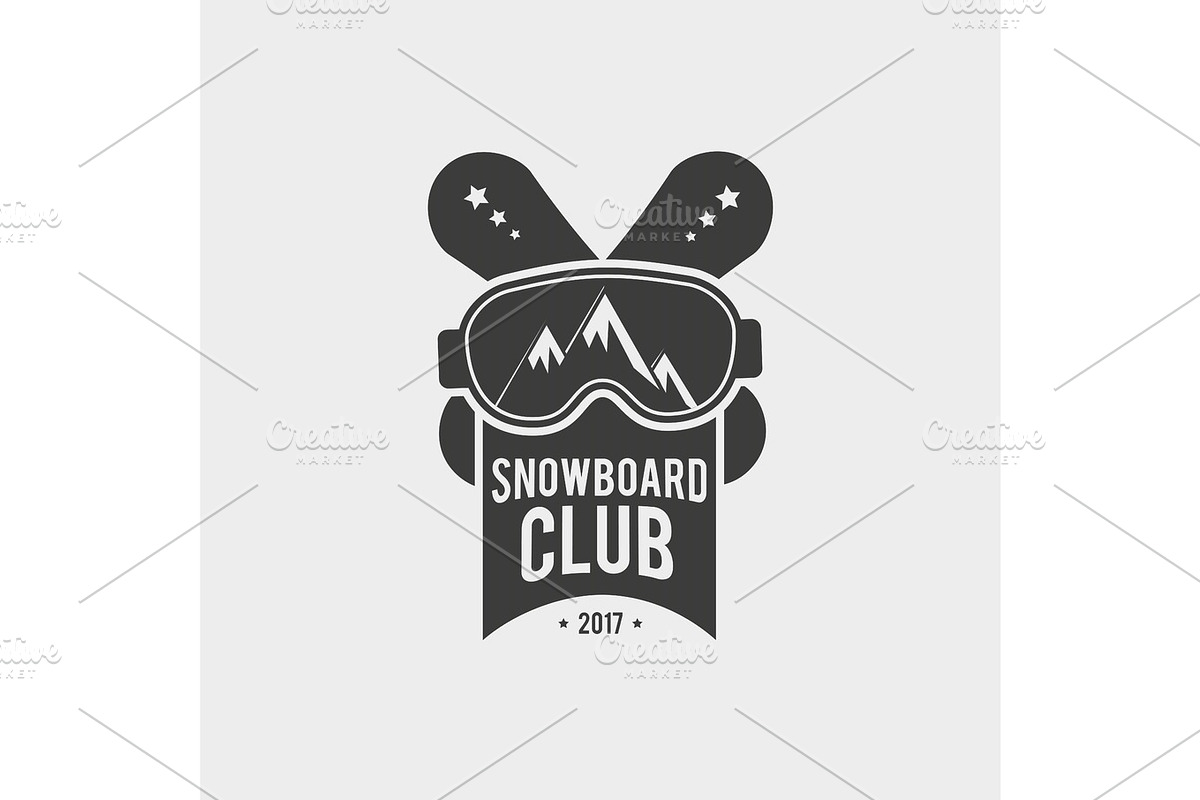 Snowboard club logo with glasses in Illustrations - product preview 8