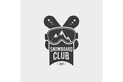 Snowboard club logo with glasses