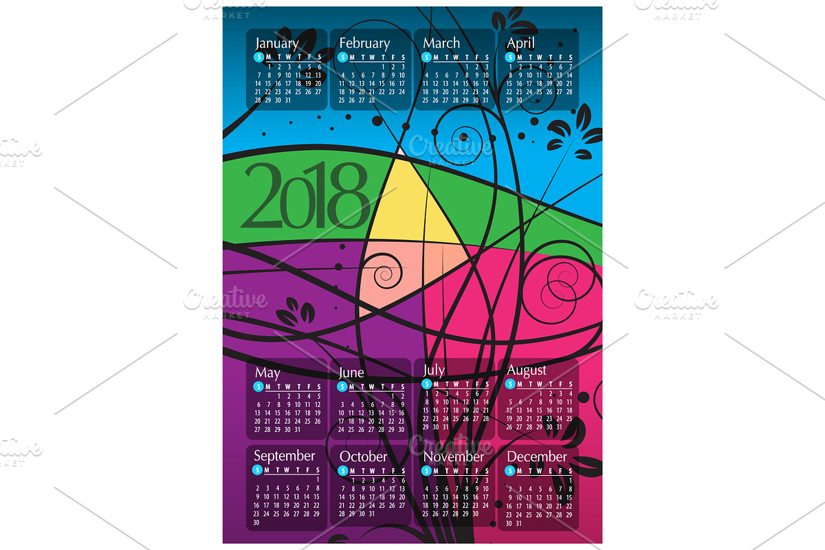 2018 Calendar14 in Illustrations - product preview 8