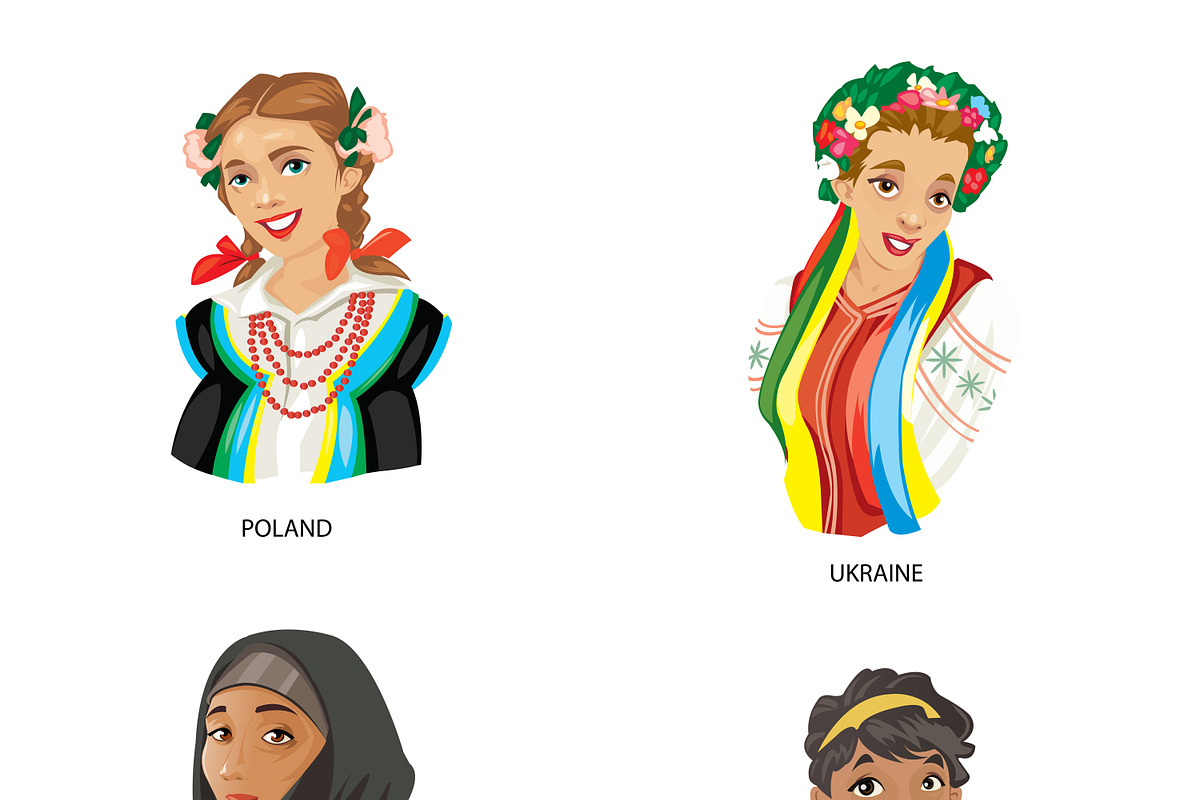 Vector country characters women set in Illustrations - product preview 8