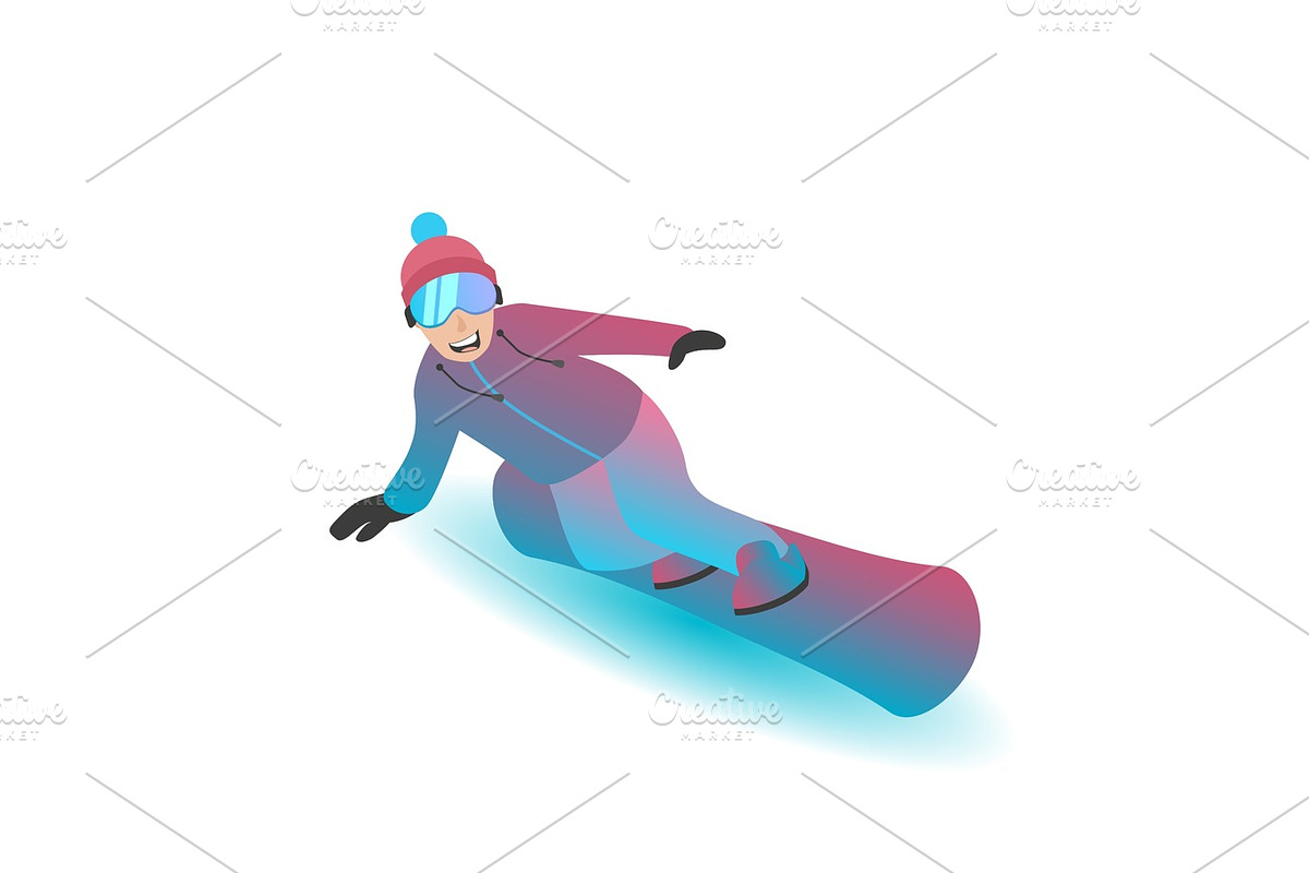 Male character standing on a snowboard. in Illustrations - product preview 8