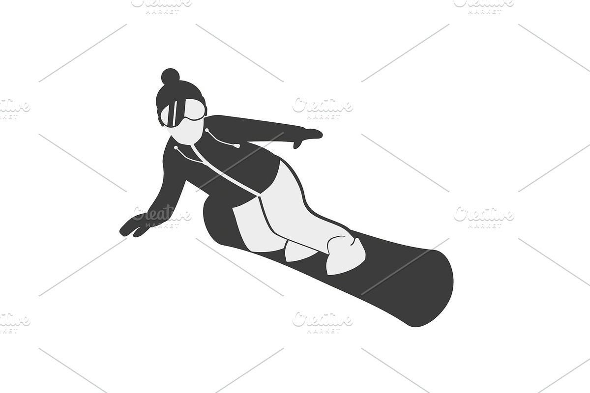 Monochrome illustration with a snowboarder silhouette. in Illustrations - product preview 8