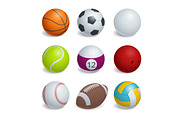 Isometric Sports Balls Set.