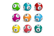 Ball lottery numbers. Lotto bingo game luck concept illustration.