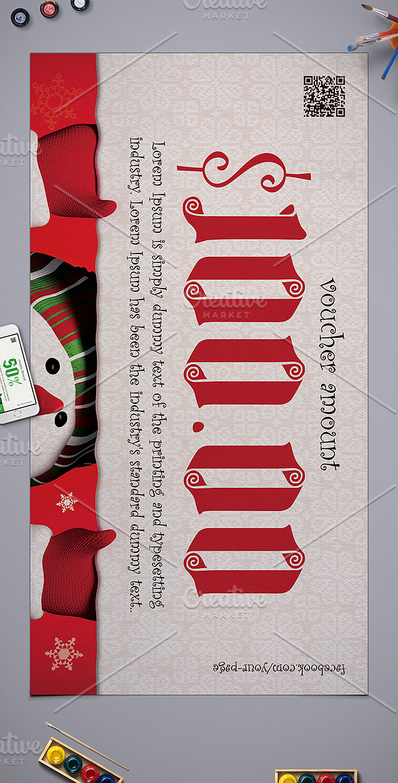 Christmas Gift Voucher with 3 Styles in Card Templates - product preview 1