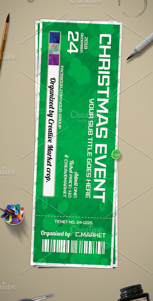 Christmas Event Ticket Template in Card Templates - product preview 1