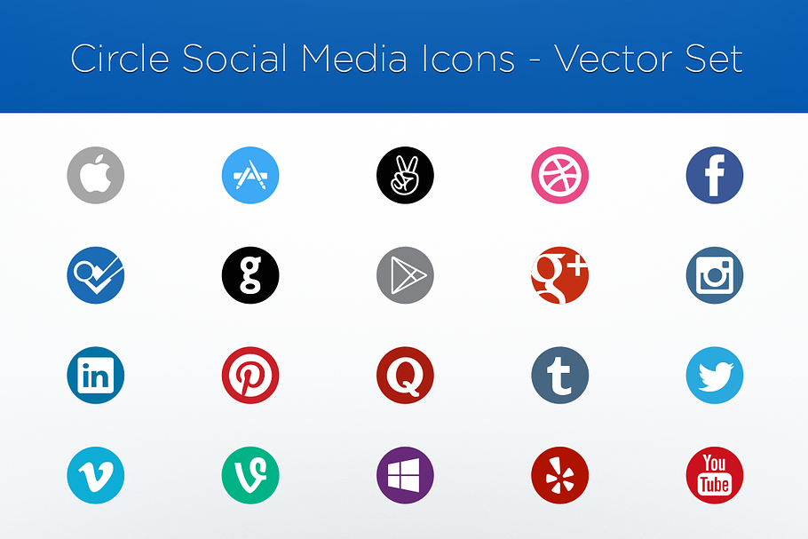Circle Social Media Icons Vector Set in Circle Icons - product preview 8