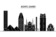 Egypt, Cairo architecture vector city skyline, travel cityscape with landmarks, buildings, isolated sights on background