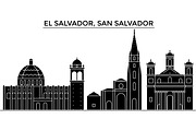 El Salvador, San Salvador architecture vector city skyline, travel cityscape with landmarks, buildings, isolated sights on background