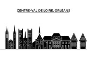 France, Centre Val De Loire, Orleans architecture vector city skyline, travel cityscape with landmarks, buildings, isolated sights on background