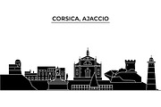 France, Corsica, Ajaccio architecture vector city skyline, travel cityscape with landmarks, buildings, isolated sights on background