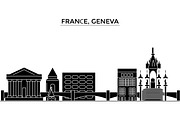France, Geneva architecture vector city skyline, travel cityscape with landmarks, buildings, isolated sights on background