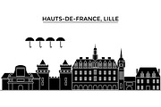 France, Hauts De France, Lille architecture vector city skyline, travel cityscape with landmarks, buildings, isolated sights on background