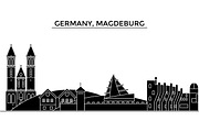 Germany, Magdeburg architecture vector city skyline, travel cityscape with landmarks, buildings, isolated sights on background