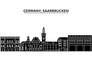 Germany, Saarbrucken architecture vector city skyline, travel cityscape with landmarks, buildings, isolated sights on background
