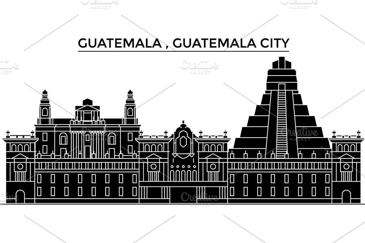 Guatemala , Guatemala City architecture vector city skyline, travel cityscape with landmarks, buildings, isolated sights on background in Illustrations - product preview 8