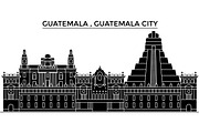 Guatemala , Guatemala City architecture vector city skyline, travel cityscape with landmarks, buildings, isolated sights on background