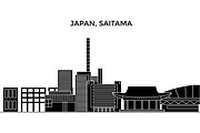 Japan, Saitama architecture vector city skyline, travel cityscape with landmarks, buildings, isolated sights on background