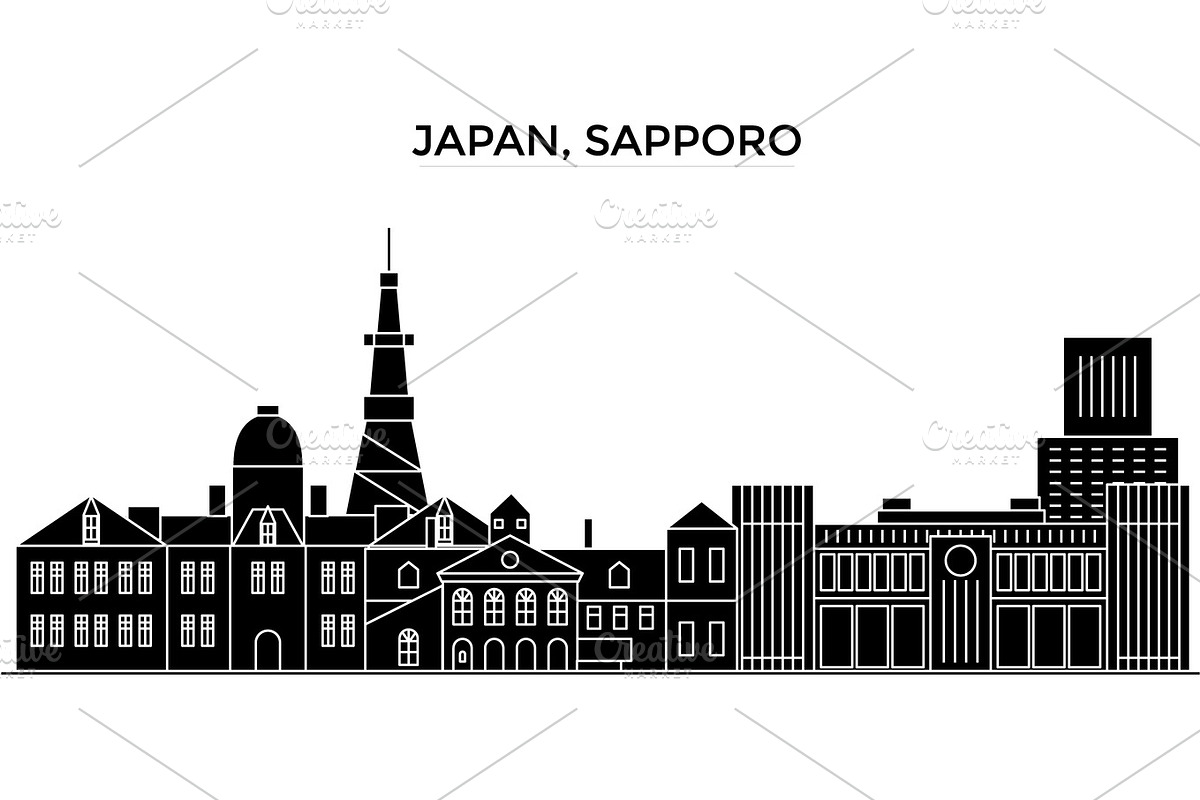 Japan, Sapporo architecture vector city skyline, travel cityscape with landmarks, buildings, isolated sights on background in Illustrations - product preview 8