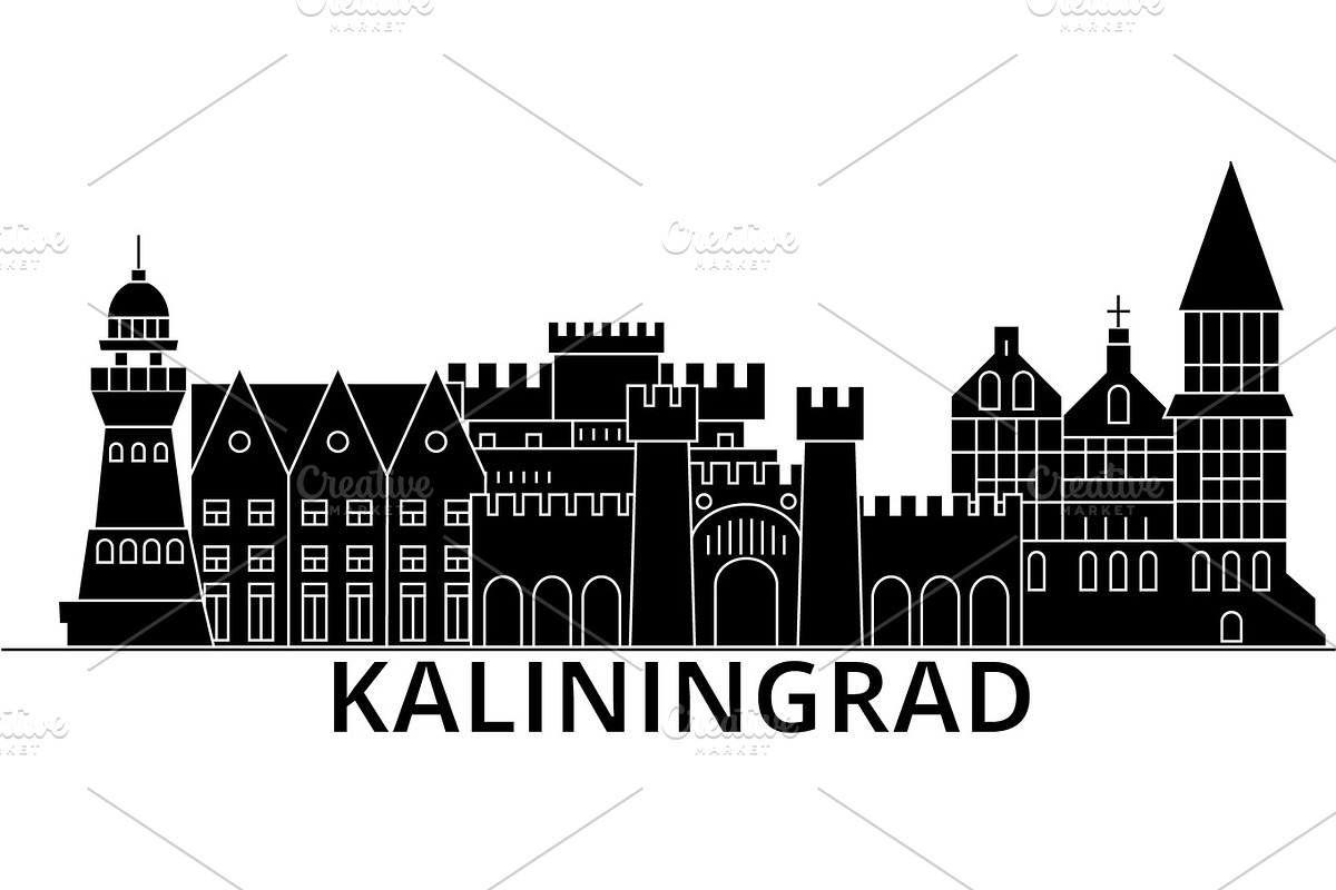 Kaliningrad architecture vector city skyline, travel cityscape with landmarks, buildings, isolated sights on background in Illustrations - product preview 8