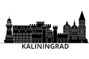 Kaliningrad architecture vector city skyline, travel cityscape with landmarks, buildings, isolated sights on background