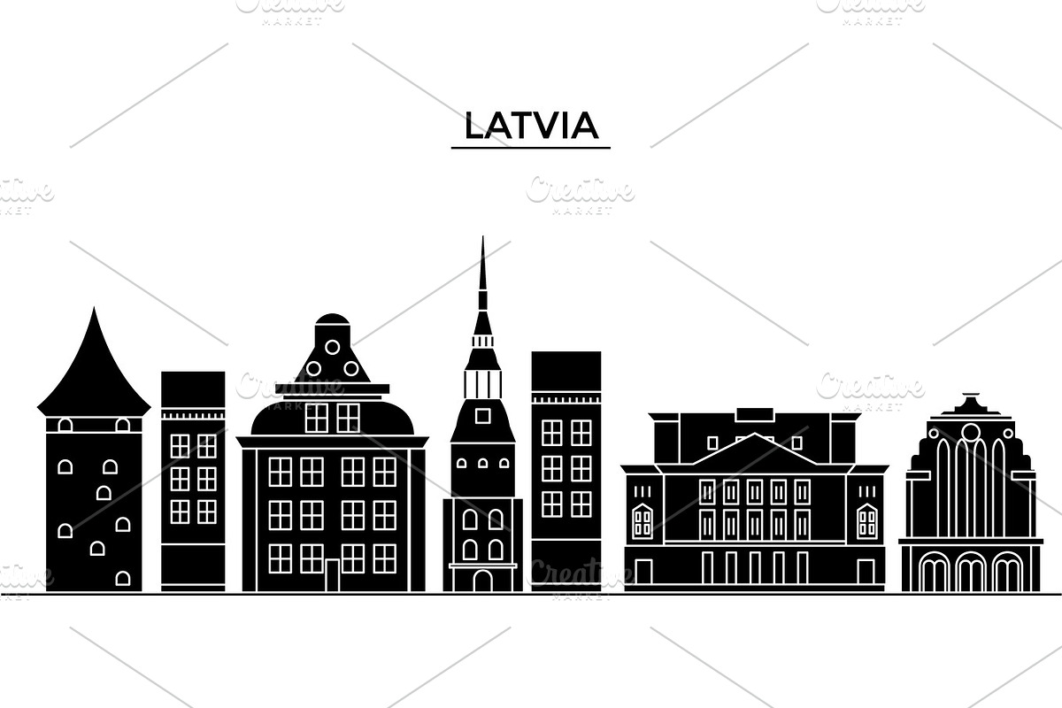 Latvia architecture vector city skyline, travel cityscape with landmarks, buildings, isolated sights on background in Illustrations - product preview 8