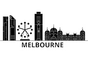 Melbourne architecture vector city skyline, travel cityscape with landmarks, buildings, isolated sights on background