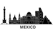 Mexico architecture vector city skyline, travel cityscape with landmarks, buildings, isolated sights on background