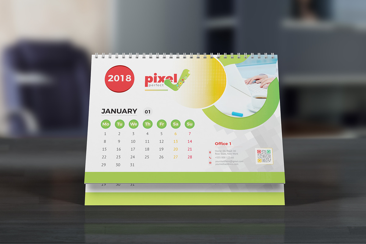 Desk Calendar 2018 in Stationery Templates - product preview 8