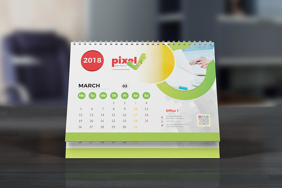 Desk Calendar 2018 in Stationery Templates - product preview 2