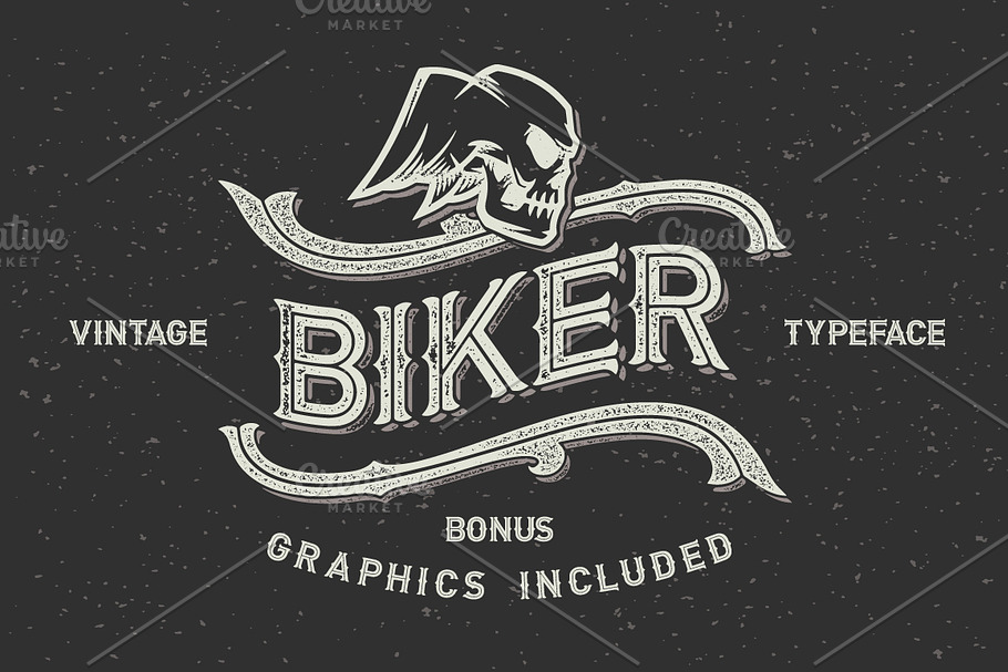 Biker font set + graphics in Display Fonts - product preview 8